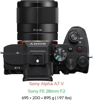 Sony A7 V with Sony FE 28mm F2 Lens Size