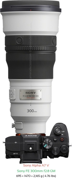 Sony A7 V with Sony FE 300mm f2.8 GM Lens Size