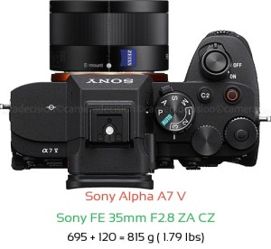 Sony A7 V with Sony FE 35mm F2.8 ZA CZ Lens Size