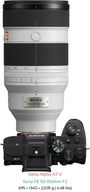 Sony A7 V with Sony FE 50-150mm F2 Lens Size