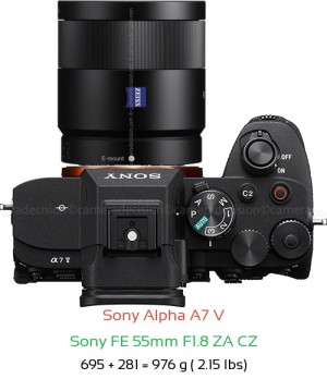 Sony A7 V with Sony FE 55mm F1.8 ZA CZ Lens Size