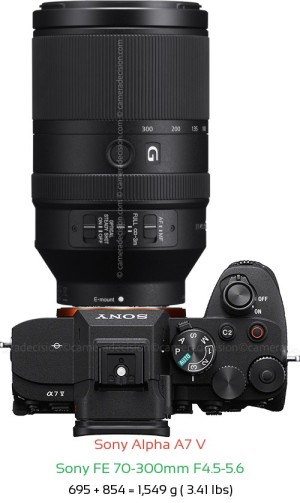 Sony A7 V with Sony FE 70-300mm F4.5-5.6 Lens Size
