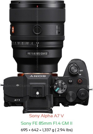 Sony A7 V with Sony FE 85mm F1.4 GM II Lens Size