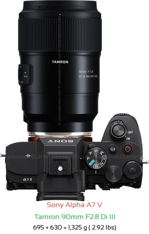 Sony A7 V with Tamron 90mm F2.8 Di III Lens Size
