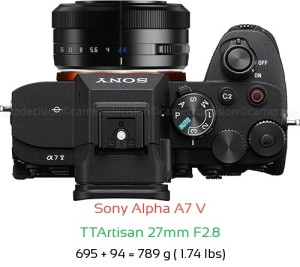 Sony A7 V with TTArtisan 27mm F2.8 Lens Size