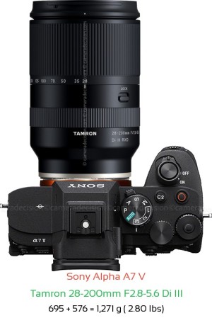 Sony A7 V with Tamron 28-200mm F2.8-5.6 Di III Lens Size