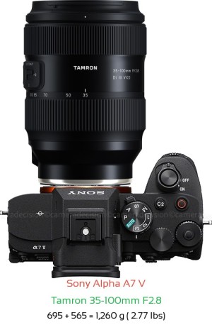 Sony A7 V with Tamron 35-100mm F2.8 Lens Size
