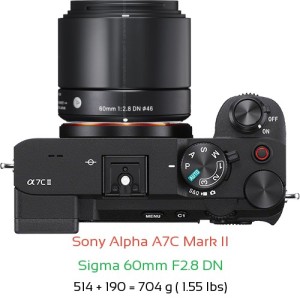 Sony A7C II with Sigma 60mm F2.8 DN Lens Size