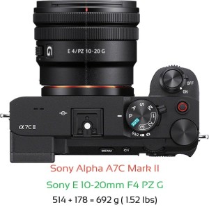 Sony A7C II with Sony E 10-20mm F4 PZ G Lens Size