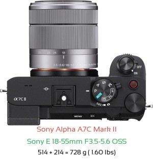 Sony A7C II with Sony E 18-55mm F3.5-5.6 OSS Lens Size