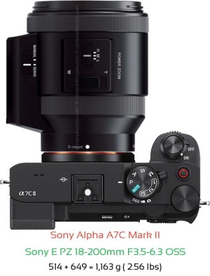Sony A7C II with Sony E PZ 18-200mm F3.5-6.3 Lens Size