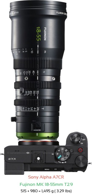 Sony A7CR with Fujinon MK 18-55mm T2.9 Lens Size