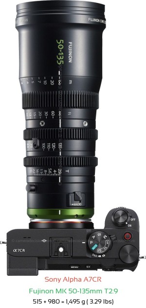 Sony A7CR with Fujinon MK 50-135mm T2.9 Lens Size