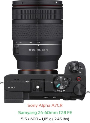Sony A7CR with Samyang 24-60mm f2.8 FE Lens Size