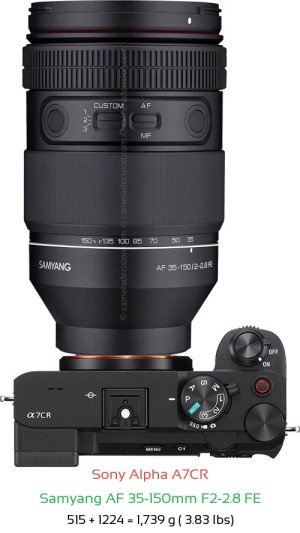 Sony A7CR with Samyang AF 35-150mm F2-2.8 FE Lens Size