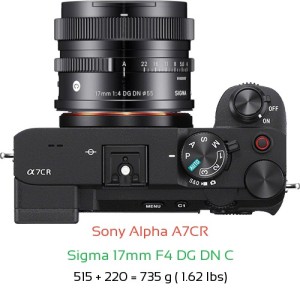 Sony A7CR with Sigma 17mm F4 DG DN C Lens Size