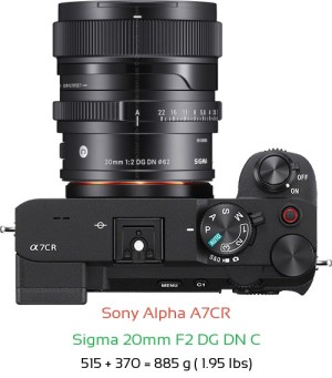 Sony A7CR with Sigma 20mm F2 DG DN C Lens Size