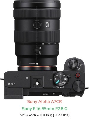 Sony A7CR with Sony E 16-55mm F2.8 G Lens Size