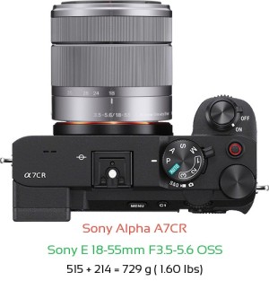Sony A7CR with Sony E 18-55mm F3.5-5.6 OSS Lens Size