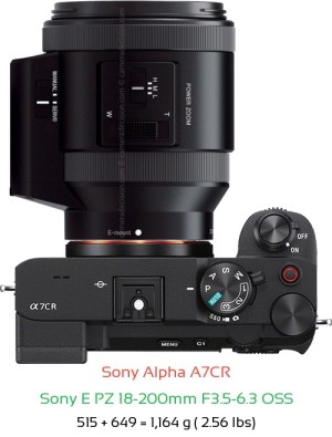 Sony A7CR with Sony E PZ 18-200mm F3.5-6.3 Lens Size