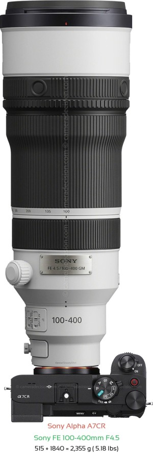 Sony A7CR with Sony FE 100-400mm F4.5 Lens Size