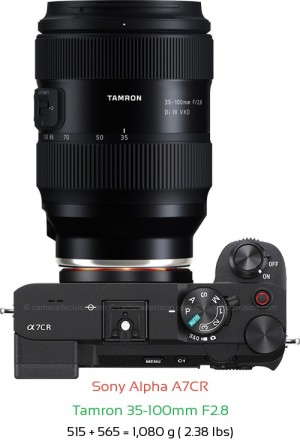 Sony A7CR with Tamron 35-100mm F2.8 Lens Size