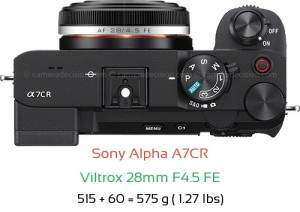Sony A7CR with Viltrox 28mm F4.5 FE Lens Size