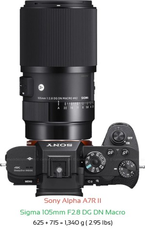 Sony A7R II with Sigma 105mm F2.8 DG DN Macro Lens Size