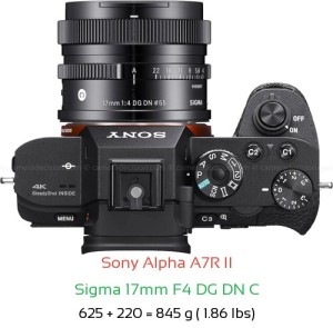 Sony A7R II with Sigma 17mm F4 DG DN C Lens Size
