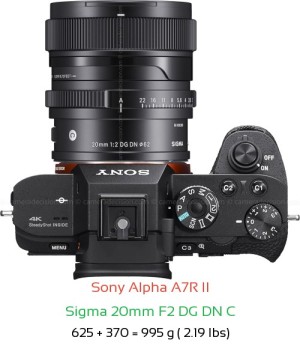 Sony A7R II with Sigma 20mm F2 DG DN C Lens Size