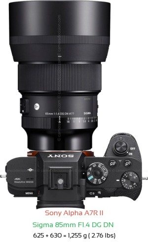 Sony A7R II with Sigma 85mm F1.4 DG DN  Lens Size