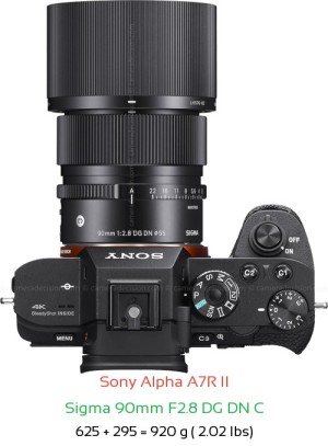 Sony A7R II with Sigma 90mm F2.8 DG DN C Lens Size