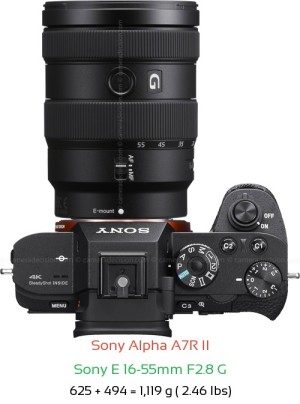 Sony A7R II with Sony E 16-55mm F2.8 G Lens Size