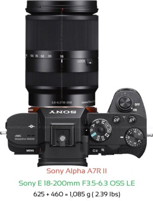 Sony A7R II with Sony E 18-200mm F3.5-6.3 OSS LE Lens Size