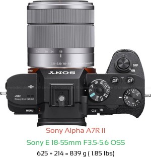 Sony A7R II with Sony E 18-55mm F3.5-5.6 OSS Lens Size