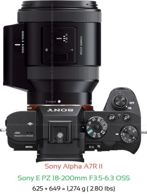 Sony A7R II with Sony E PZ 18-200mm F3.5-6.3 Lens Size