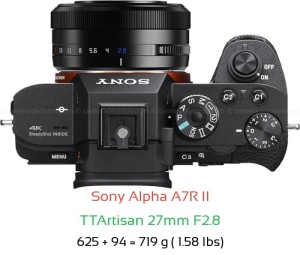 Sony A7R II with TTArtisan 27mm F2.8 Lens Size
