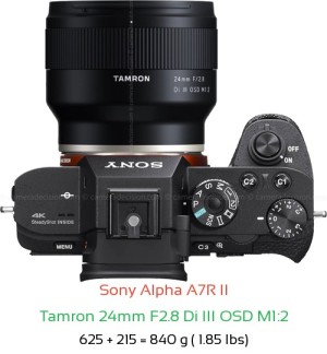 Sony A7R II with Tamron 24mm F2.8 Di III OSD M1:2 Lens Size
