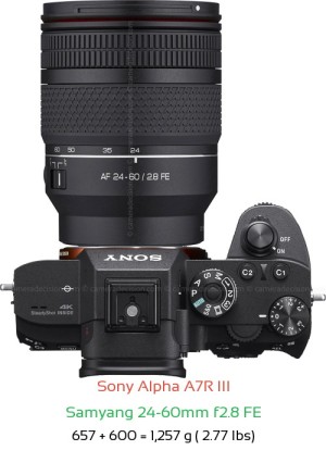 Sony A7R III with Samyang 24-60mm f2.8 FE Lens Size