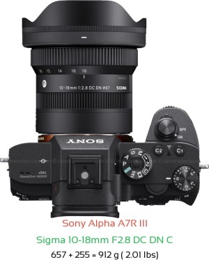 Sony A7R III with Sigma 10-18mm F2.8 DC DN C Lens Size