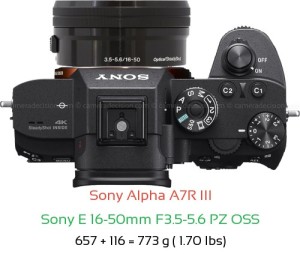 Sony A7R III with Sony E 16-50mm F3.5-5.6 PZ OSS Lens Size