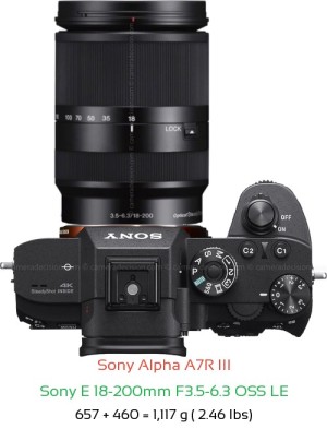 Sony A7R III with Sony E 18-200mm F3.5-6.3 OSS LE Lens Size