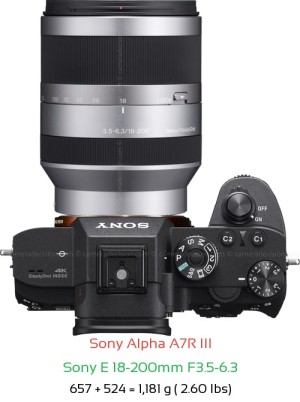 Sony A7R III with Sony E 18-200mm F3.5-6.3 Lens Size