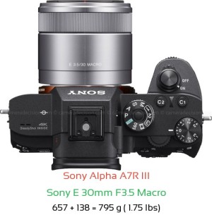 Sony A7R III with Sony E 30mm F3.5 Macro Lens Size