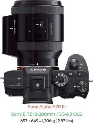 Sony A7R III with Sony E PZ 18-200mm F3.5-6.3 Lens Size