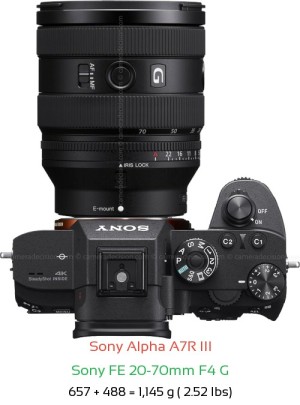 Sony A7R III with Sony FE 20-70mm F4 G Lens Size