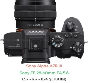 Sony A7R III with Sony FE 28-60mm F4-5.6 Lens Size