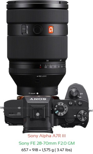 Sony A7R III with Sony FE 28-70mm F2.0 GM Lens Size