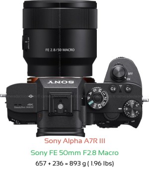 Sony A7R III with Sony FE 50mm F2.8 Macro Lens Size