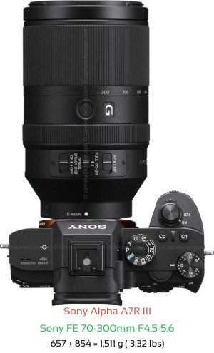 Sony A7R III with Sony FE 70-300mm F4.5-5.6 Lens Size